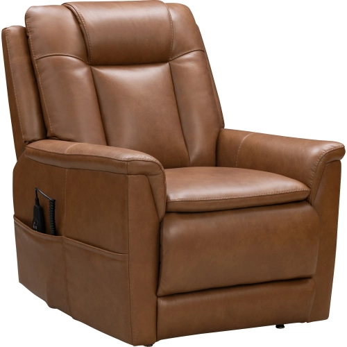 Kolton Power Lift Recliner with Power Headrest, Lumbar & Heat in Parchment Neutral Top-Grain Leather